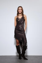 Antioch-Kahve Asimetrik Dantel Elbise-Elbise-2-Milagron.com