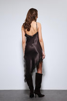 Antioch-Kahve Asimetrik Dantel Elbise-Elbise-9-Milagron.com