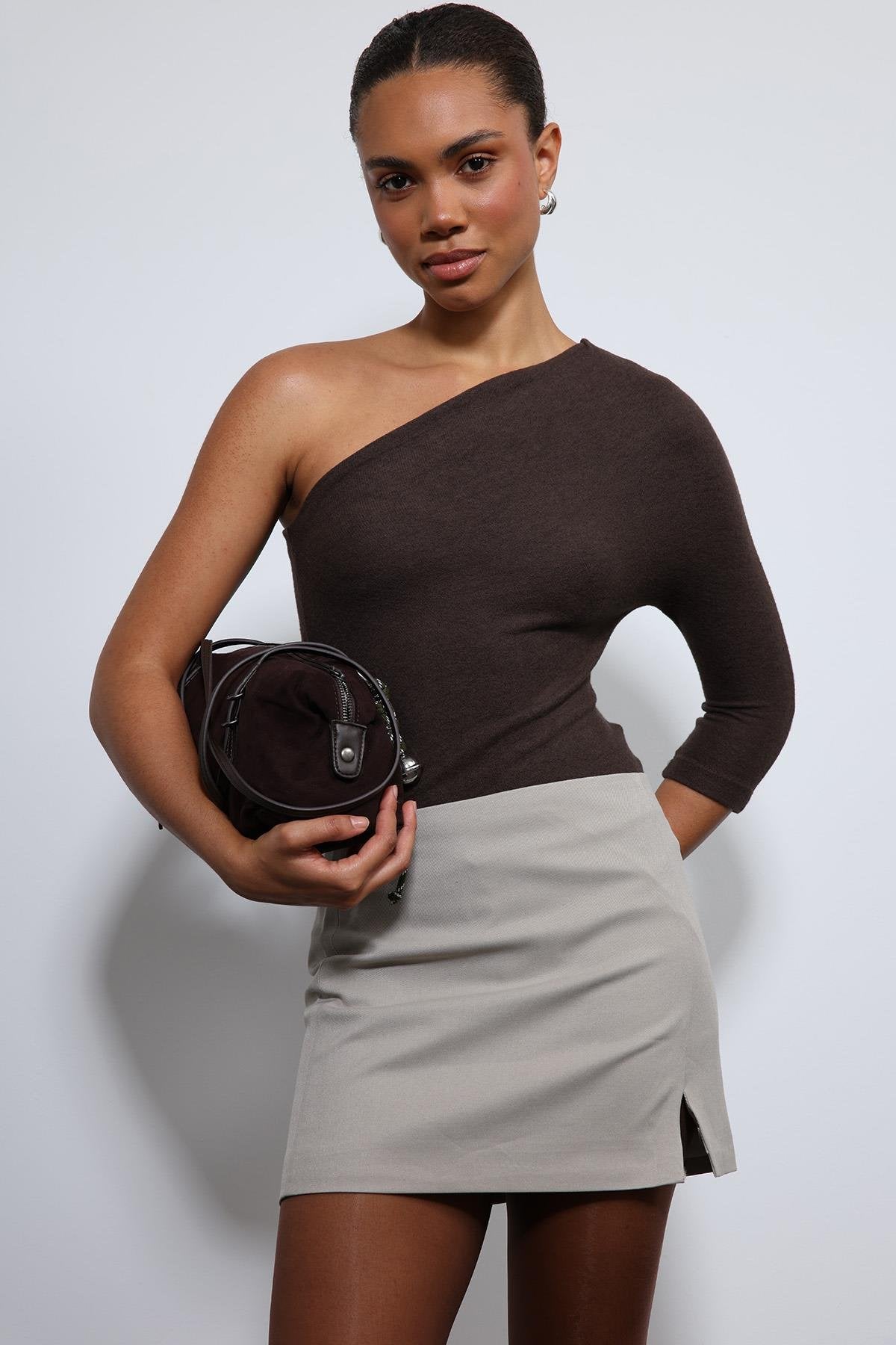 Antioch-Kahve Asimetrik Yaka Top-Top-2-Milagron.com