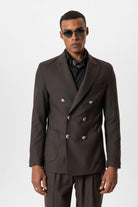 Antioch-Kahve Astarsız Kruvaze Erkek Blazer Ceket-Ceket-1-Milagron.com