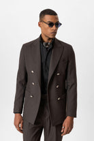 Antioch-Kahve Astarsız Kruvaze Erkek Blazer Ceket-Ceket-3-Milagron.com