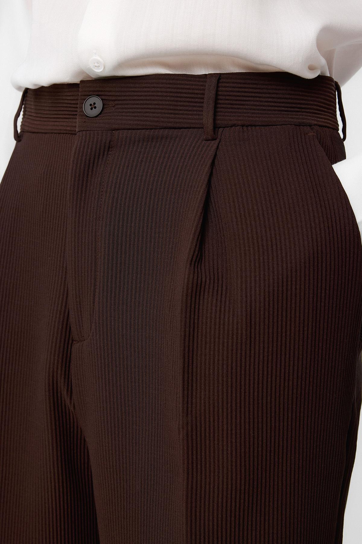 Antioch-Kahve Baggy Fitilli Erkek Pantolon-Kumaş Pantolon-4-Milagron.com