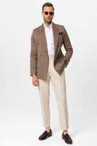 Antioch-Kahve Balıksırtı Desenli Erkek Blazer Ceket-Blazer Ceket-2-Milagron.com