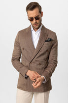 Antioch-Kahve Balıksırtı Desenli Erkek Blazer Ceket-Blazer Ceket-4-Milagron.com