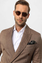 Antioch-Kahve Balıksırtı Desenli Erkek Blazer Ceket-Blazer Ceket-5-Milagron.com