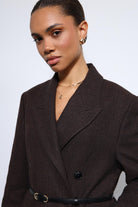 Antioch-Kahve Balıksırtı Desenli Kemerli Kaban-Kaban-11-Milagron.com