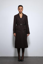 Antioch-Kahve Balıksırtı Desenli Kemerli Kaban-Kaban-3-Milagron.com