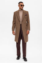 Antioch-Kahve Balıksırtı Desenli Kruvaze Erkek Kaban-Kaban-1-Milagron.com