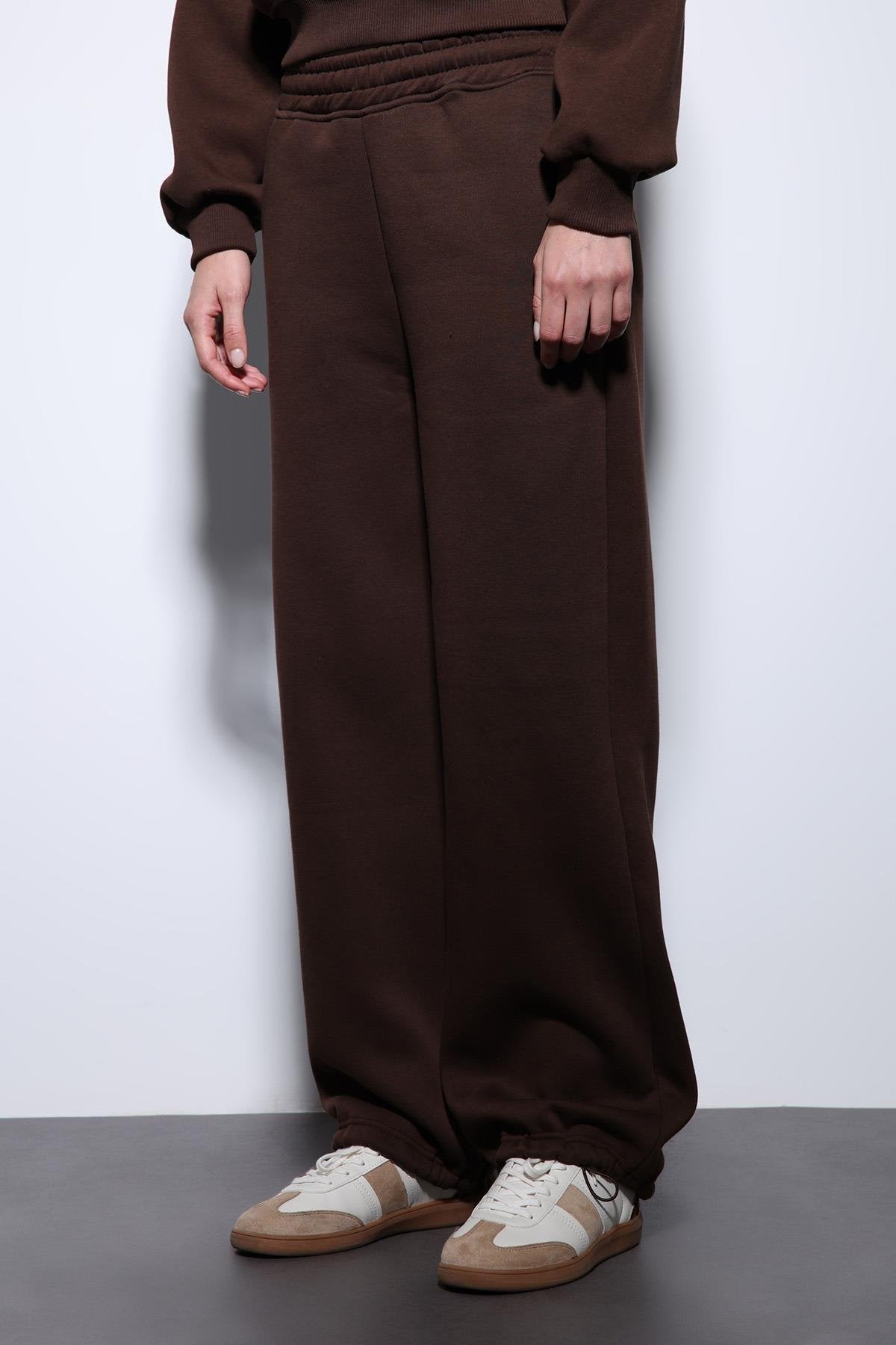 Antioch-Kahve Basic Ayarlanabilir Paça Kadın Eşofman Altı-Eşofman-3-Milagron.com