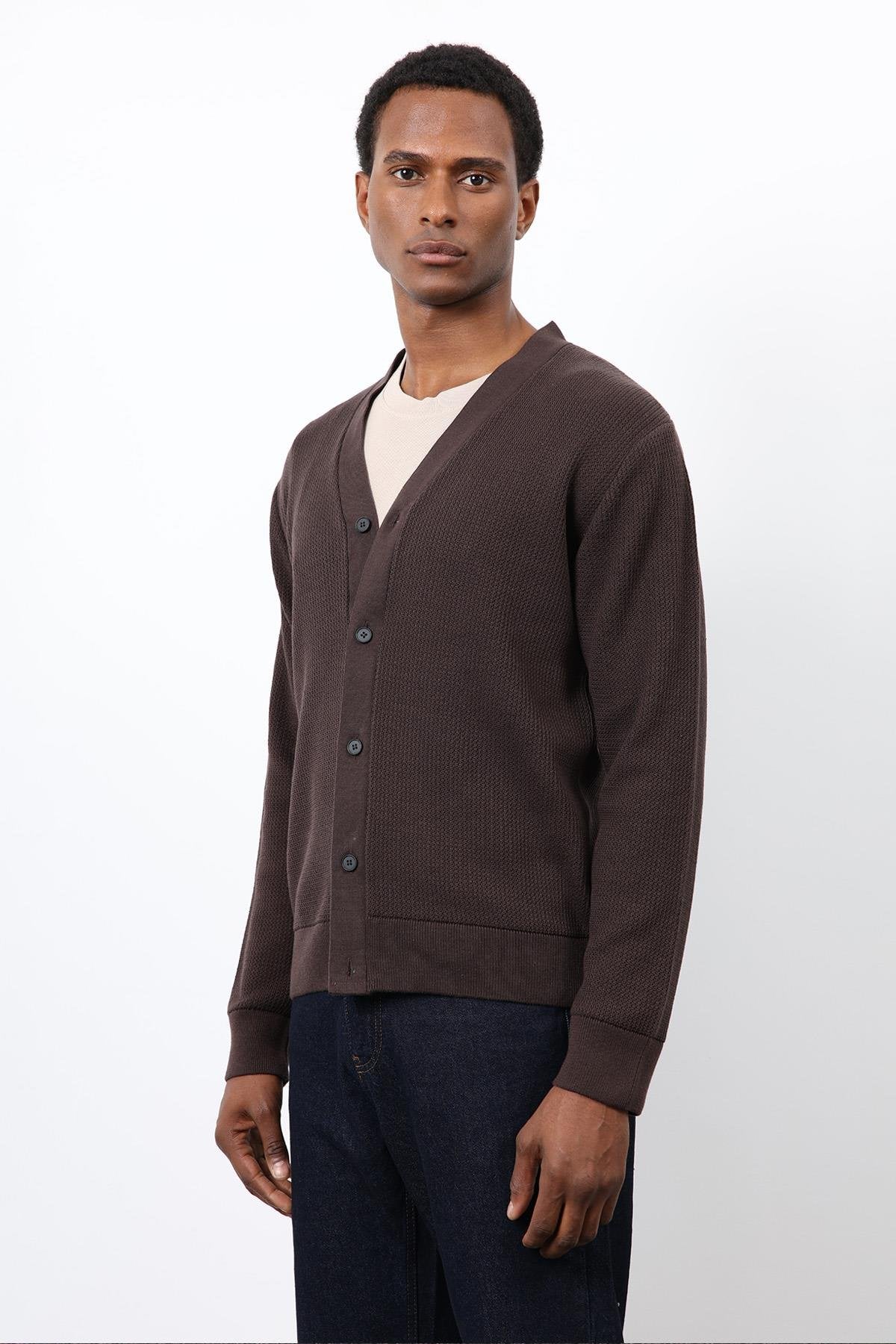 Antioch-Kahve Basic Erkek Hırka-Hırka-3-Milagron.com