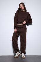 Antioch-Kahve Basic Kadın Sweatshirt-Sweatshirt-1-Milagron.com