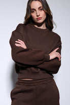 Antioch-Kahve Basic Kadın Sweatshirt-Sweatshirt-3-Milagron.com