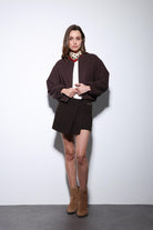 Antioch-Kahve Bel Lastikli Crop Kadın Mont-Mont-2-Milagron.com