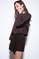 Antioch-Kahve Bel Lastikli Crop Kadın Mont-Mont-6-Milagron.com