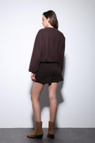 Antioch-Kahve Bel Lastikli Crop Kadın Mont-Mont-7-Milagron.com