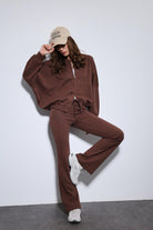 Antioch-Kahve Bomber Ceket Ve İspanyol Paça Eşofman Takım-Takım-1-Milagron.com