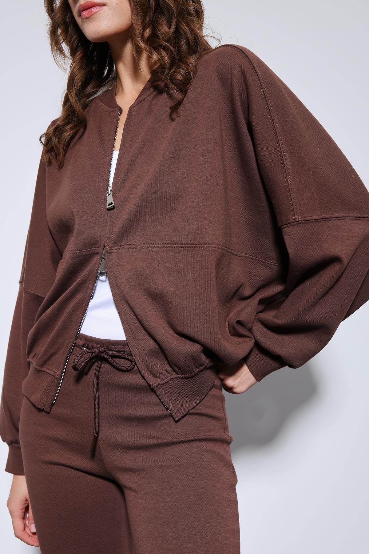 Antioch-Kahve Bomber Ceket Ve İspanyol Paça Eşofman Takım-Takım-6-Milagron.com