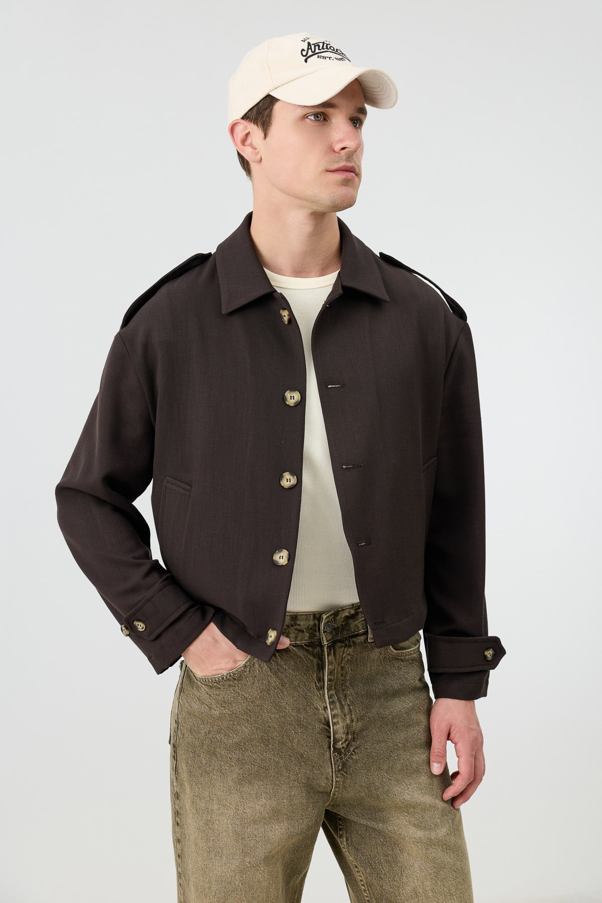 Antioch Kahve Boxy Fit Erkek Mont