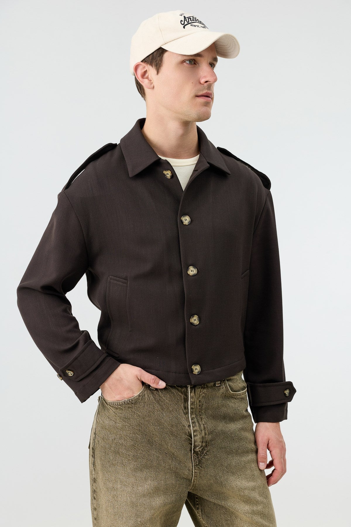 Antioch Kahve Boxy Fit Erkek Mont