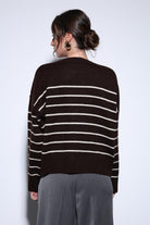 Antioch-Antioch Kahve çizgili Triko Kazak-Kazak-5-Milagron.com