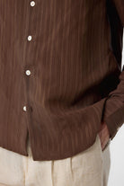 Antioch-Kahve Çizgili Ve Dokulu Erkek Gömlek-Gömlek-4-Milagron.com