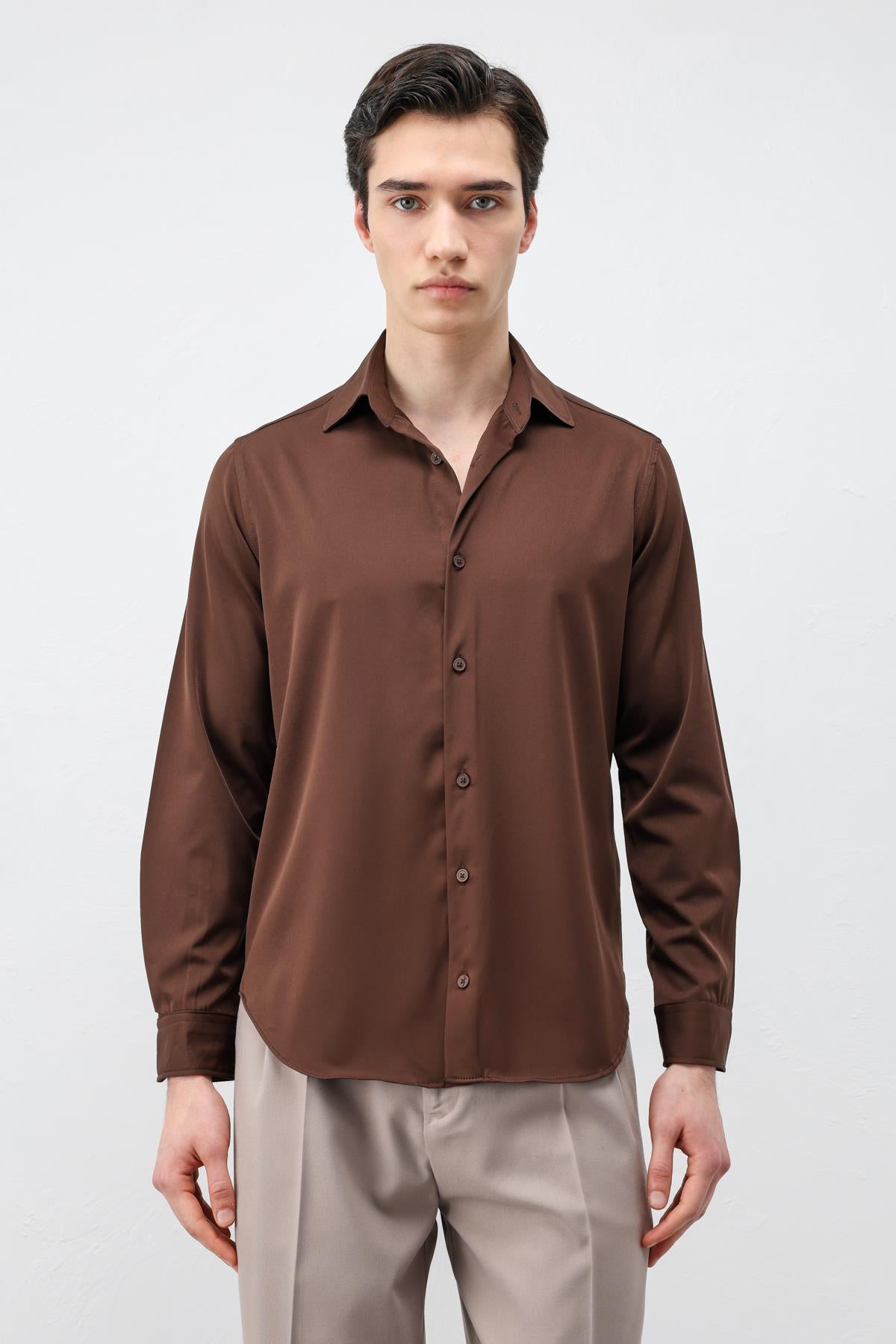 Antioch Kahve Comfort Slim Erkek Gömlek