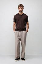 Antioch Kahve Comfort Slim Polo Yaka Erkek Triko T-Shirt