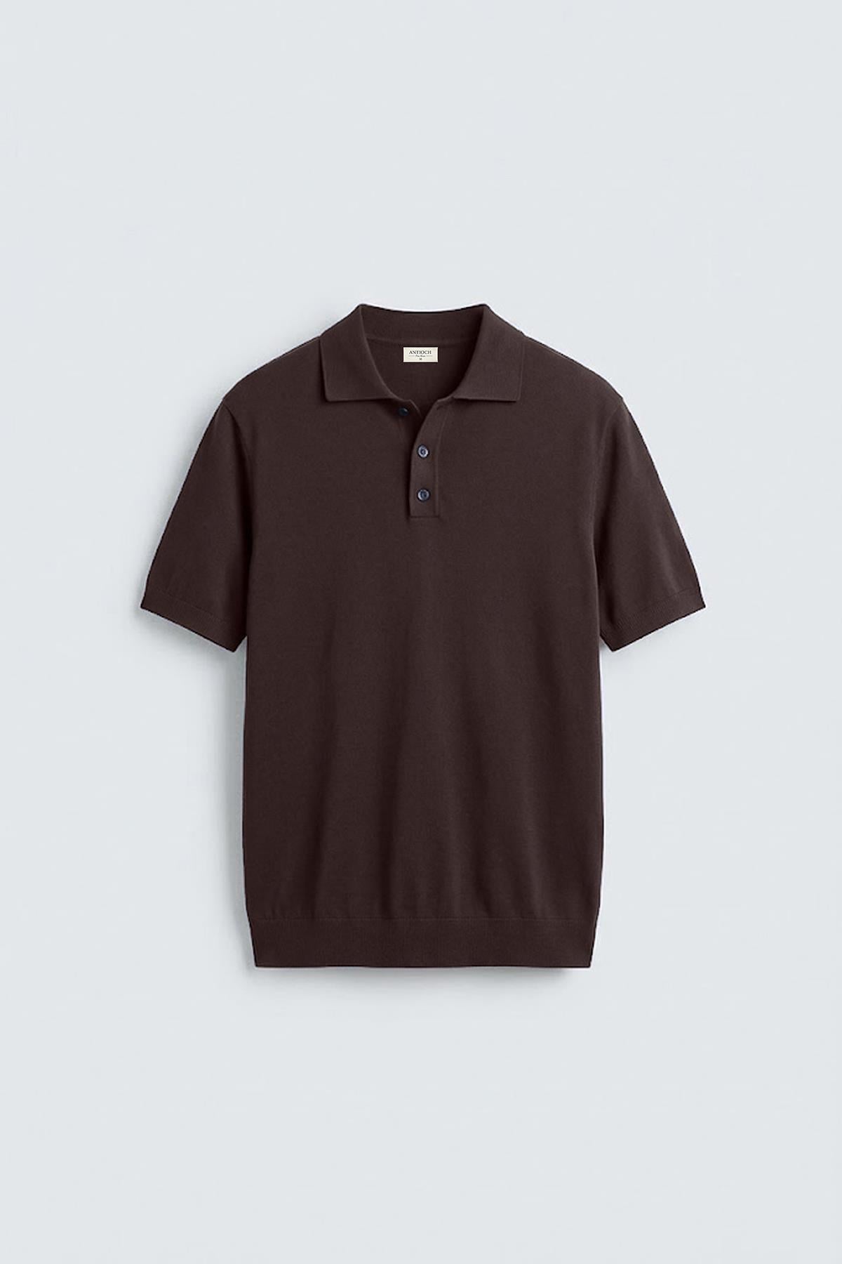 Antioch Kahve Comfort Slim Polo Yaka Erkek Triko T-Shirt