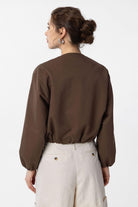 Antioch-Kahve Crop Kadın Bomber Mont-Mont-4-Milagron.com