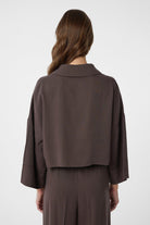 Antioch-Kahve Crop Kadın Gömlek-Gömlek-4-Milagron.com