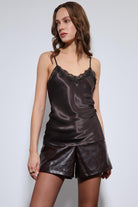 Antioch-Kahve Dantel Detaylı Saten Top-Top-1-Milagron.com