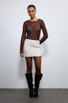 Antioch-Kahve Dantel Detaylı Transparan Bluz-Bluz-1-Milagron.com