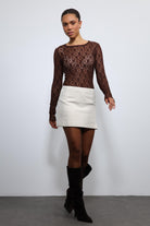 Antioch-Kahve Dantel Detaylı Transparan Bluz-Bluz-2-Milagron.com