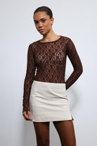 Antioch-Kahve Dantel Detaylı Transparan Bluz-Bluz-3-Milagron.com