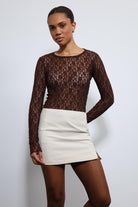 Antioch-Kahve Dantel Detaylı Transparan Bluz-Bluz-4-Milagron.com