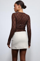 Antioch-Kahve Dantel Detaylı Transparan Bluz-Bluz-6-Milagron.com