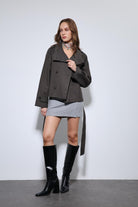 Antioch-Kahve Dik Yaka Kruvaze Trençkot-Trençkot-5-Milagron.com