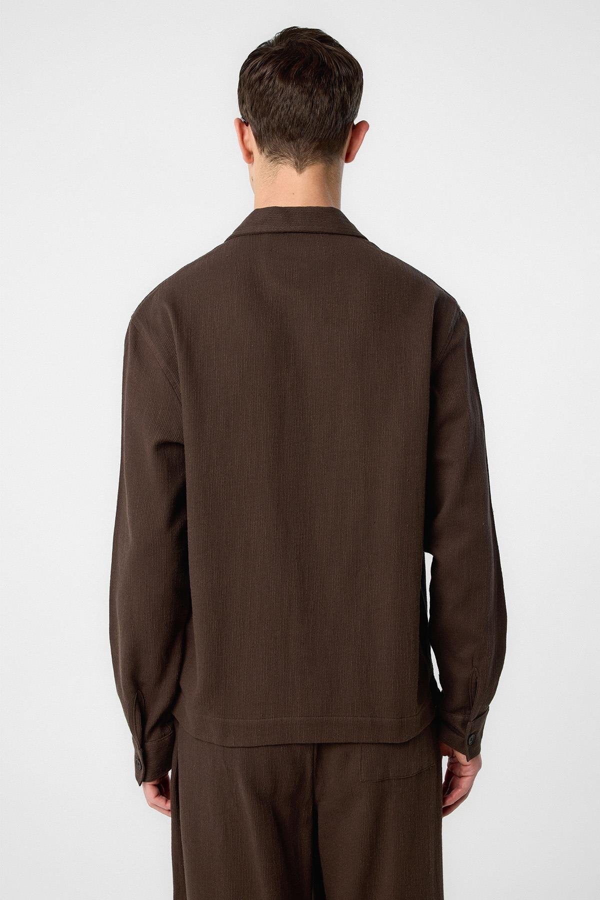 Antioch-Kahve Dokulu Erkek Gömlek-Gömlek-4-Milagron.com