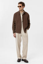 Antioch-Kahve Dokulu Jakarlı Pamuklu Erkek Gömlek-Gömlek-6-Milagron.com