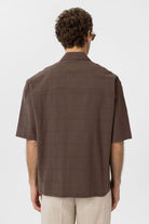 Antioch-Kahve Dokulu Jakarlı Pamuklu Erkek Kısa Kol Gömlek-Gömlek-8-Milagron.com