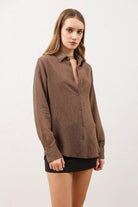 Antioch Kahve Dokulu Kadın Gömlek