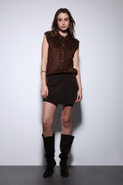 Antioch-Kahve Dokulu Kadın Triko Yelek-Yelek-2-Milagron.com