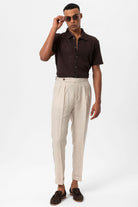 Antioch-Kahve Dokulu Kısa Kollu Erkek Gömlek-Gömlek-5-Milagron.com