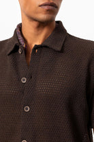 Antioch-Kahve Dokulu Kısa Kollu Erkek Gömlek-Gömlek-6-Milagron.com