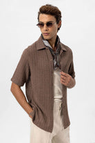 Antioch-Kahve Dokulu Kroşe Erkek Gömlek-Gömlek-4-Milagron.com