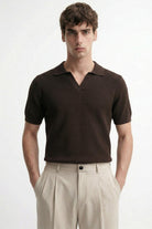 Antioch Kahve Dokulu Polo Yaka Erkek T-Shirt