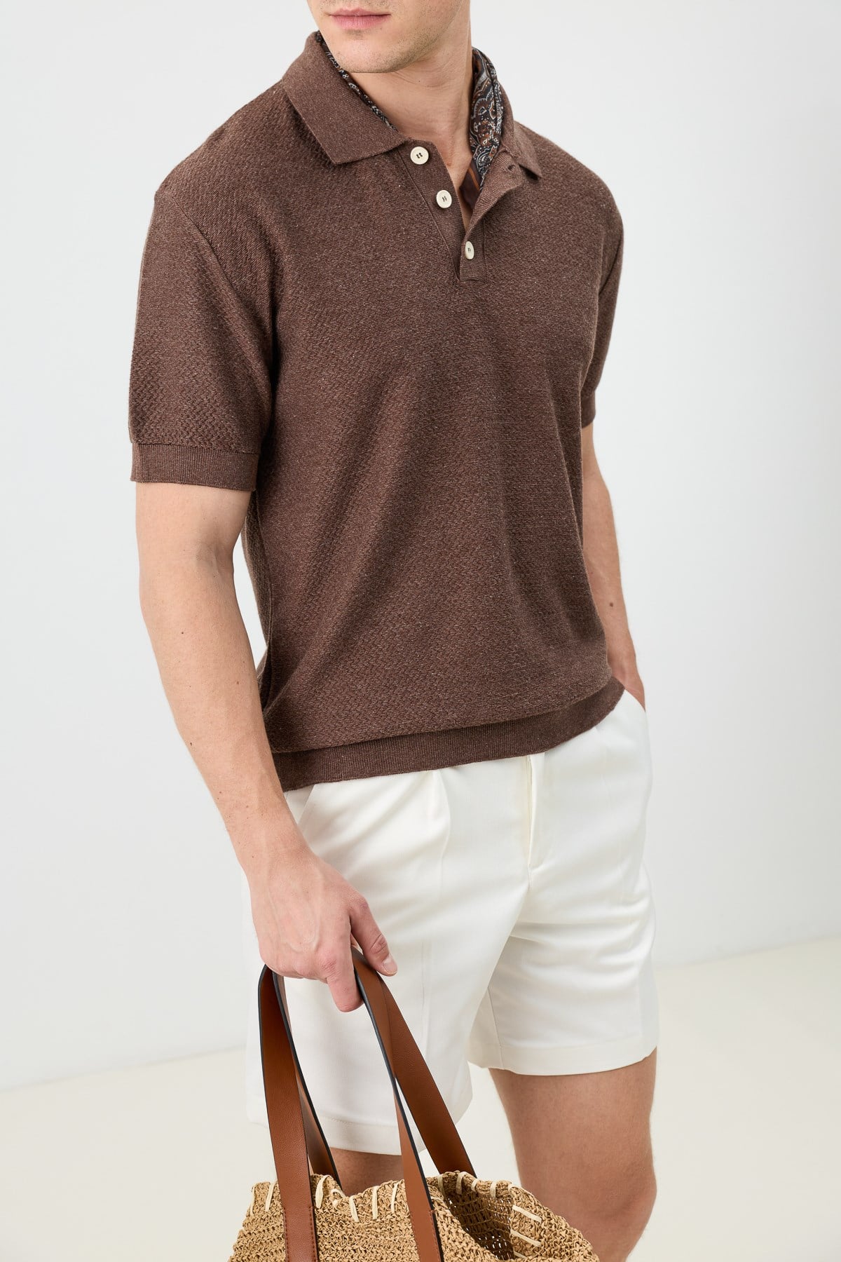 Antioch Kahve Dokulu Polo Yaka Triko Erkek T-Shirt