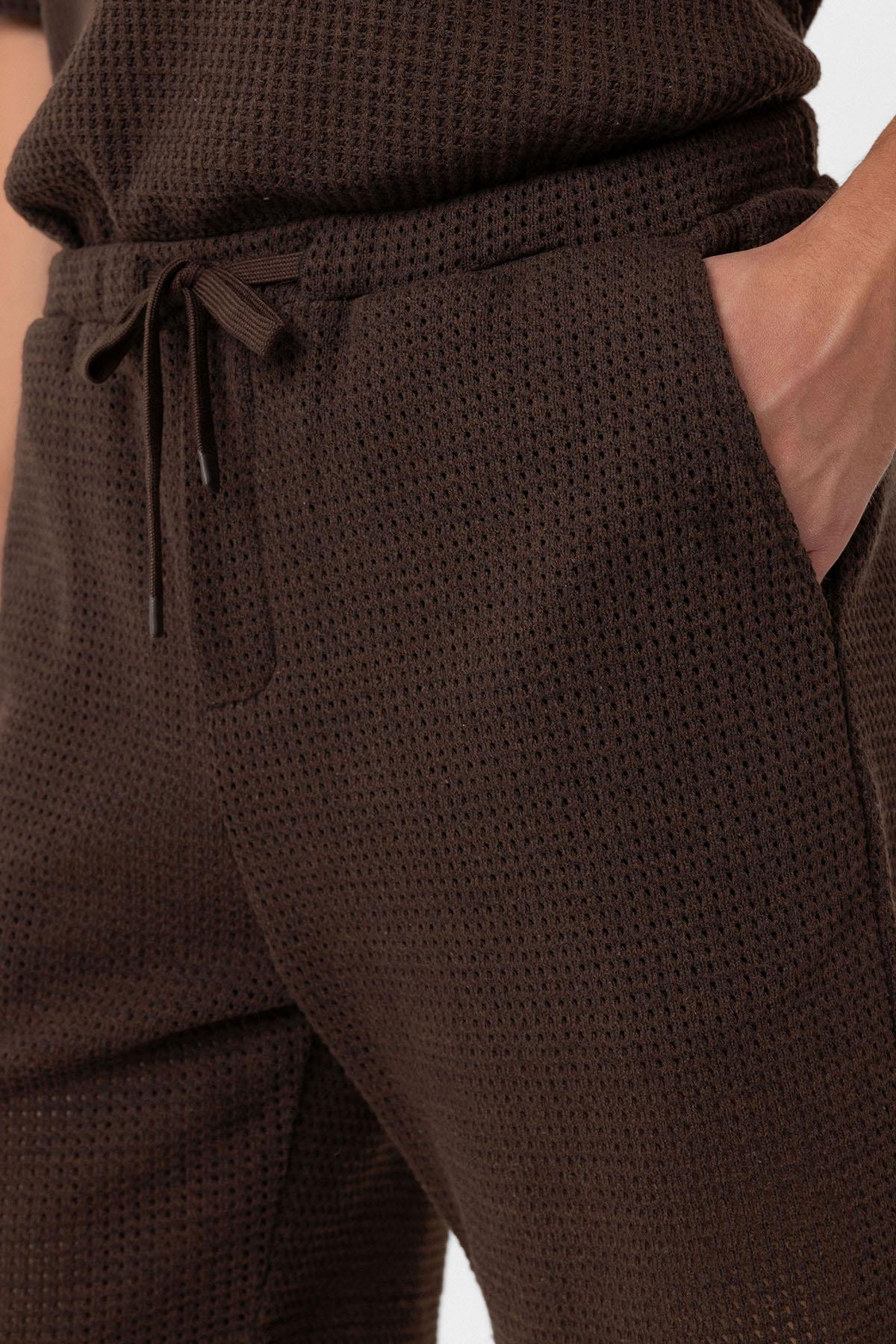 Antioch-Kahve Dokulu Relaxed Erkek Şort-Şort-4-Milagron.com