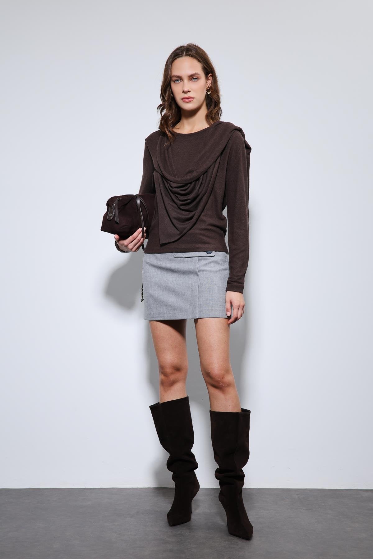 Antioch-Kahve Drapeli şal Detaylı Top-Top-2-Milagron.com