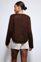 Antioch-Kahve Düğme Detaylı Triko Kazak-Kazak-4-Milagron.com